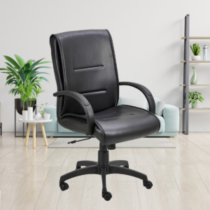 ML-1429-High Back Revolving Office Chair In Black Leather