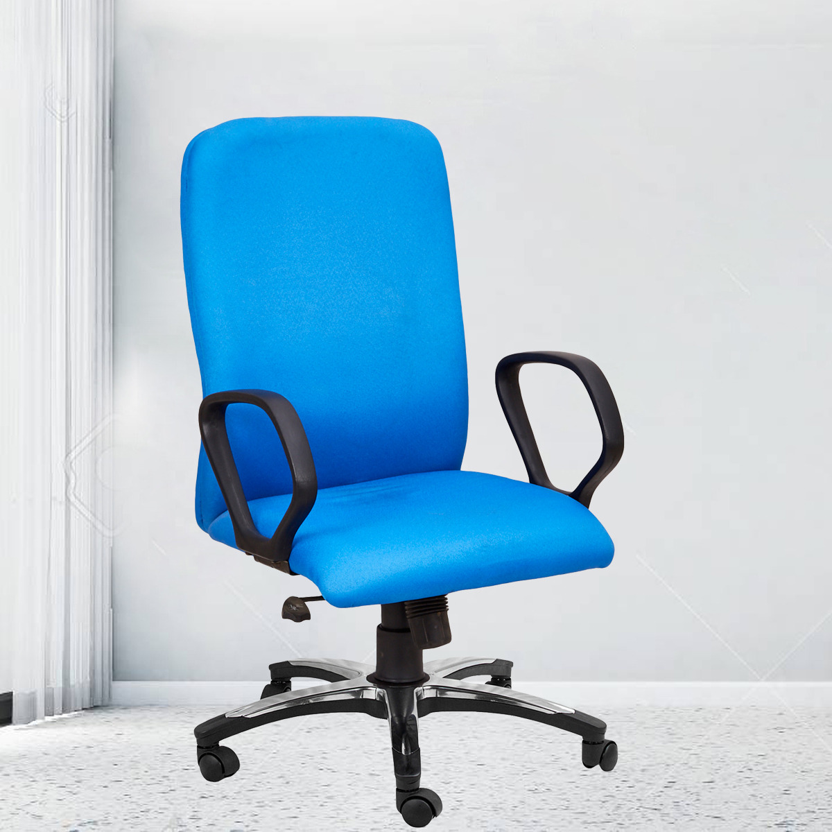 ML-1443-Revolving Executive Fabric Chair In Blues Padded Fabric