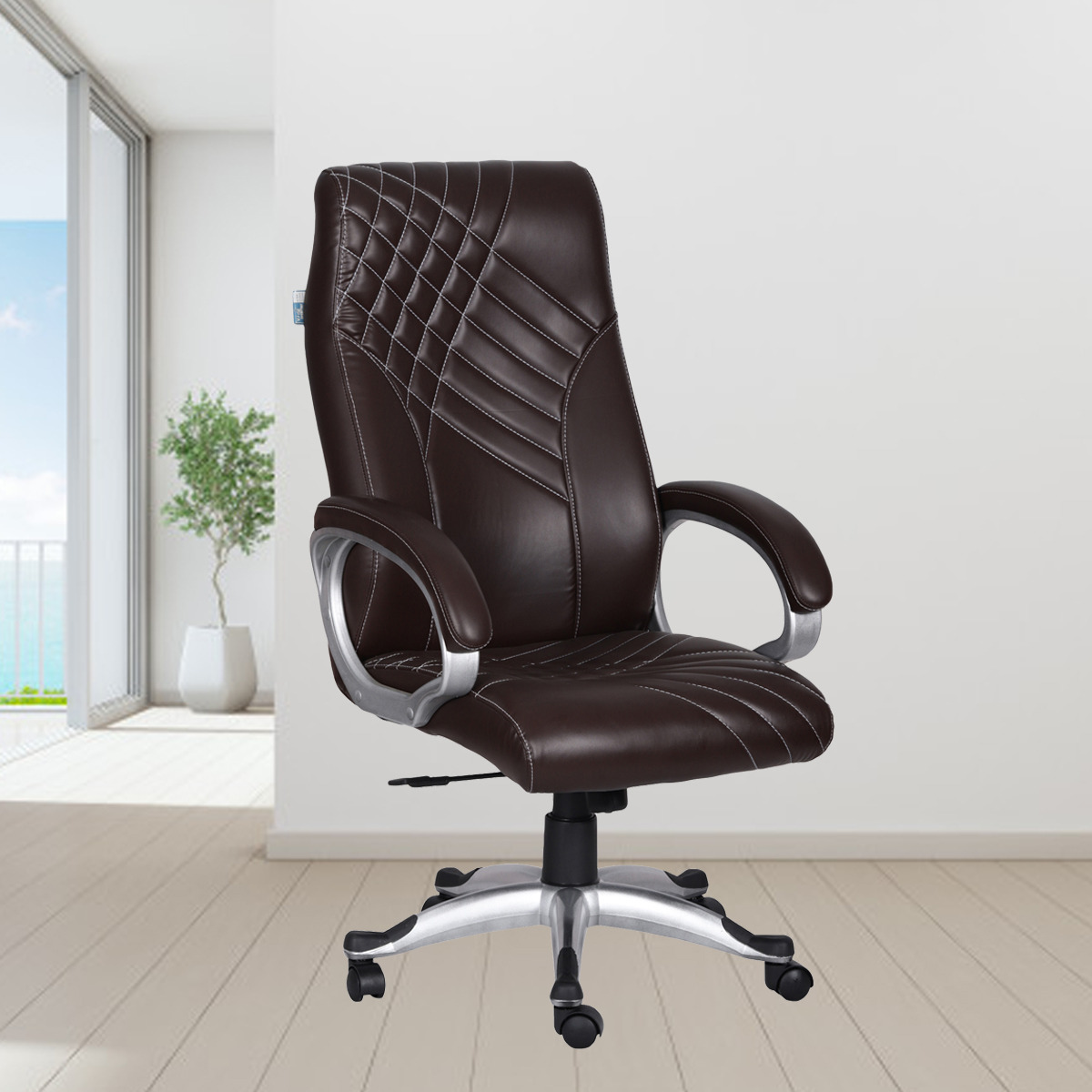 ML-1504-High Back Brown Leather Executive Revolving Chair
