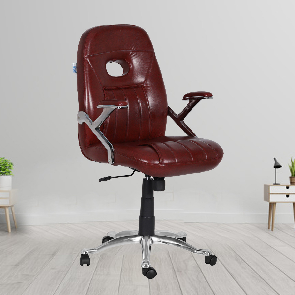 ML-1509 Shining Brown Leatherette Senior Executive Revolving Chair