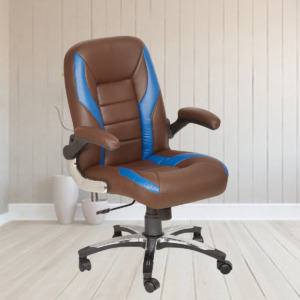 ML-1623-Designer Dual Brown And Blue Leather Office Chair