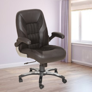 ML-1624-Brown Medium Back Leather Office Chair