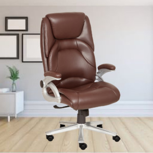 ML-1628-Brown Leather Executive High Back Chair