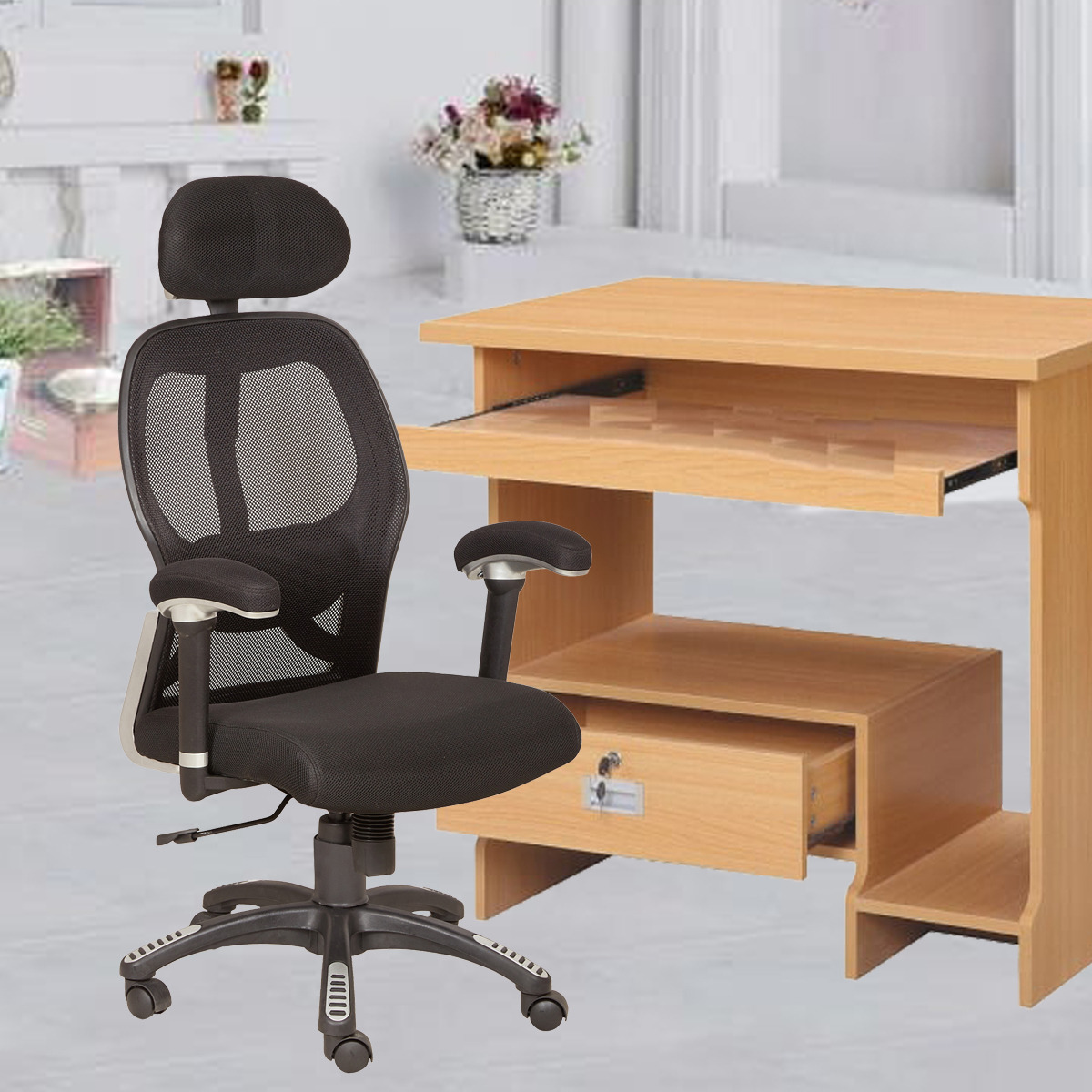 ML-1631-High Back Mesh Office Chair With Neck Support