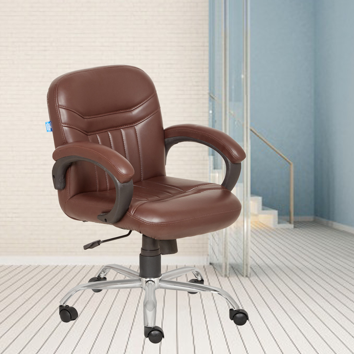 ML-1634-Low Back Stylish Light Brown Leather Executive Office Chair