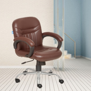 ML-1634-Low Back Stylish Light Brown Leather Executive Office Chair
