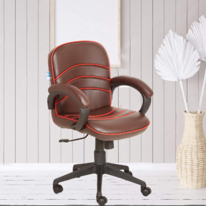 ML-1640-Brown Office Revolving Chair With Orange Outline