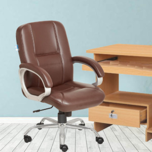 ML-1645-Brown Leather Low Back Executive Office Chair