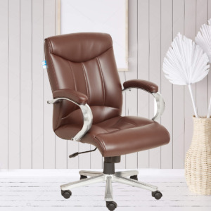 ML-1650 Mid Back Padded Leather Finish Brown Office Chair