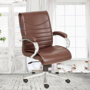 ML-1651-Leather High Back Padded Brown Color office Chair