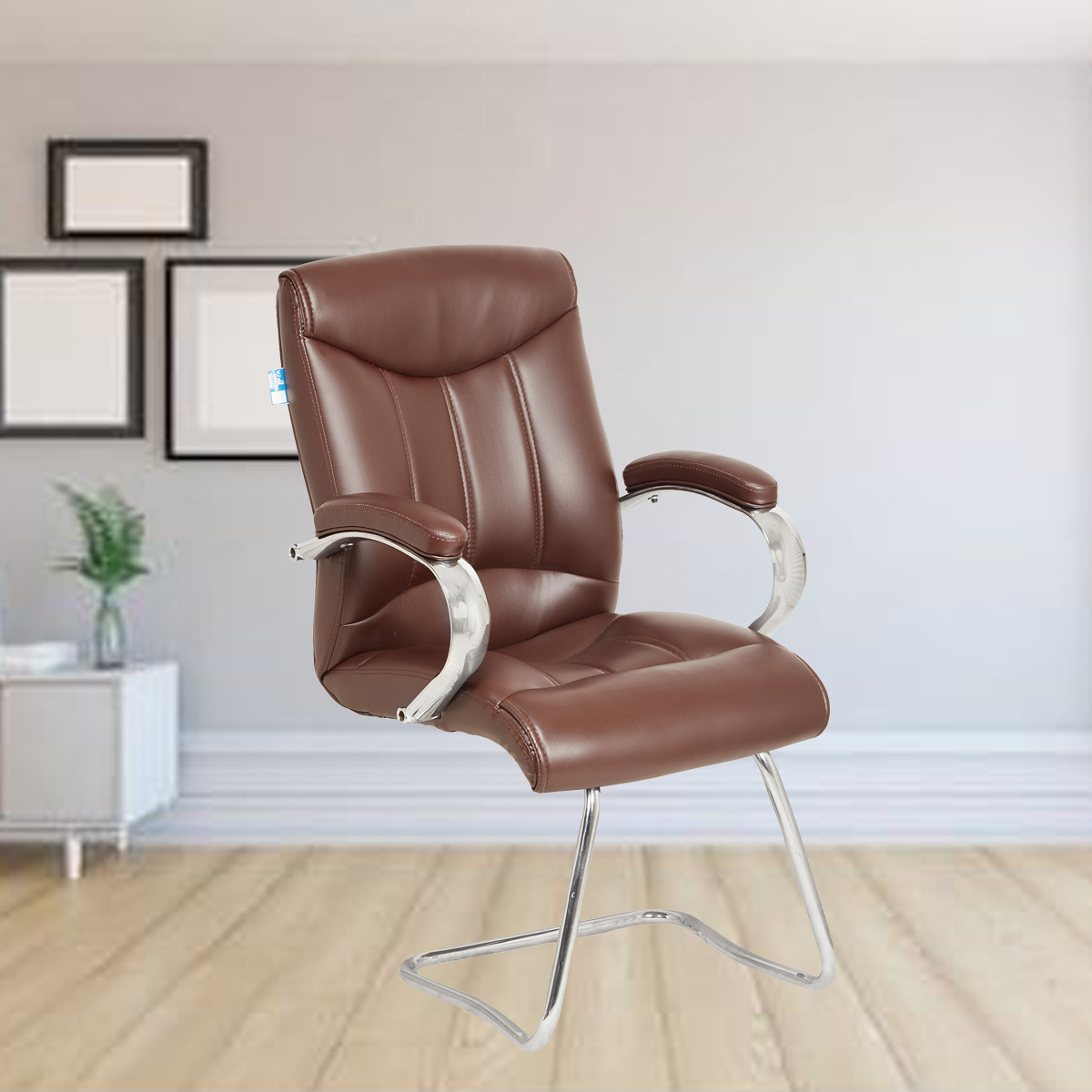 ML-1657 Brown bonded leather Padded Office Visitor Chair