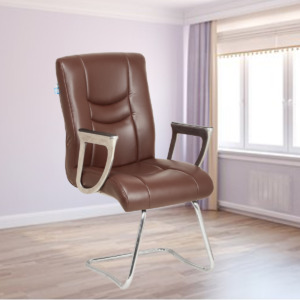 ML-1668 Fixed Base Medium Brown Leatherette Visitor Office Chair
