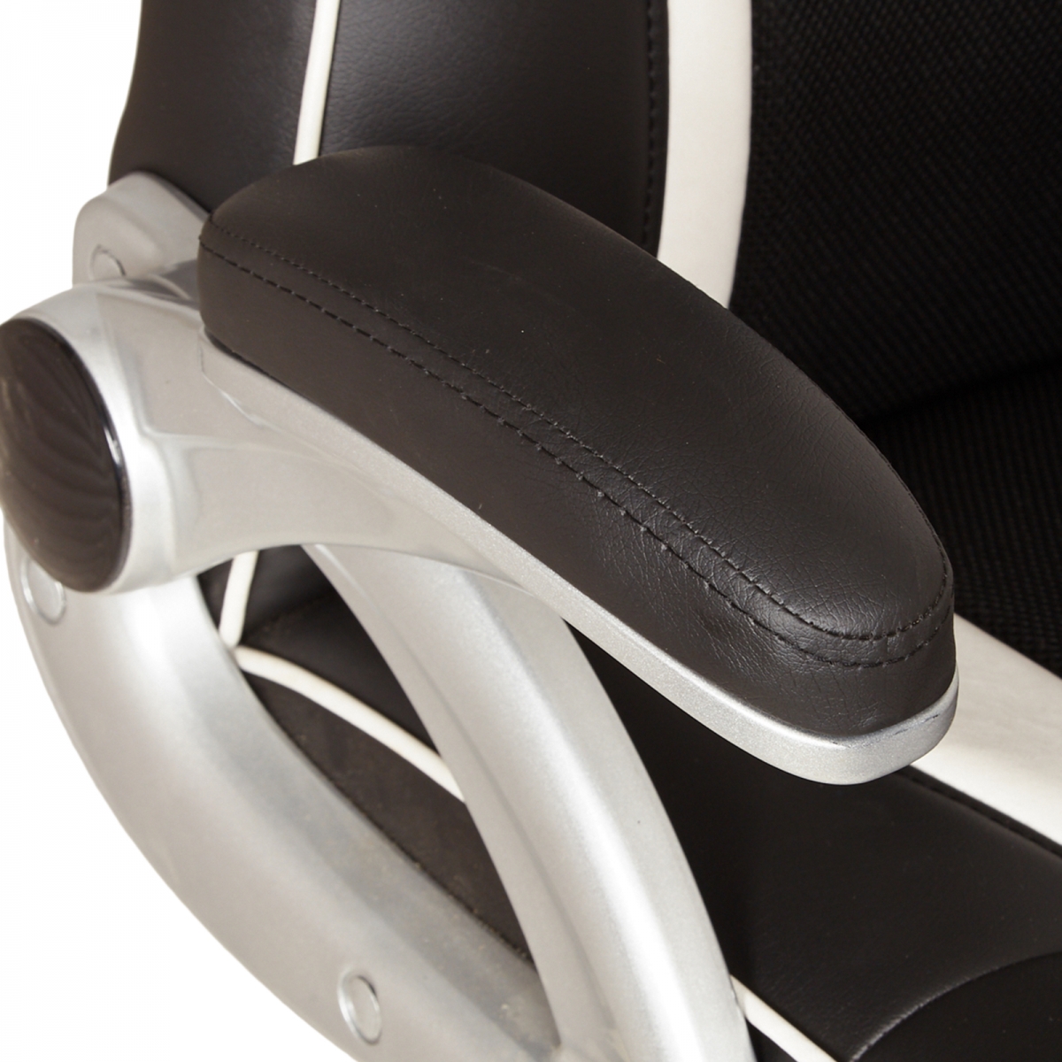 ML-1610 HB Black Executive Office Chair With White Lining Edges - Image 5
