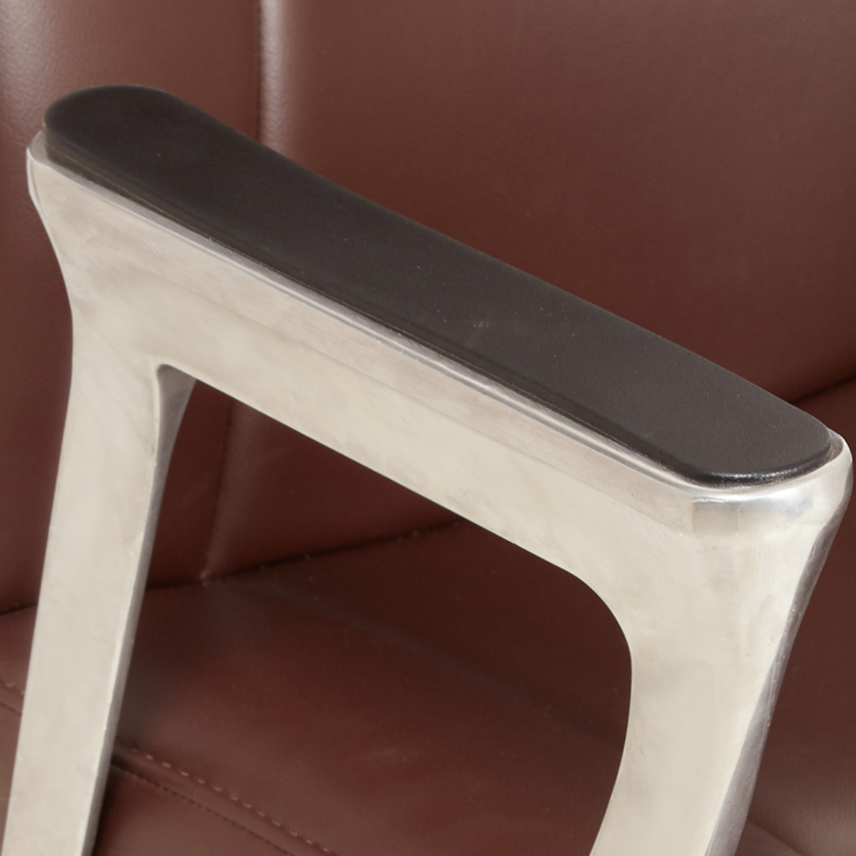 ML-1668 Fixed Base Medium Brown Leatherette Visitor Office Chair - Image 4