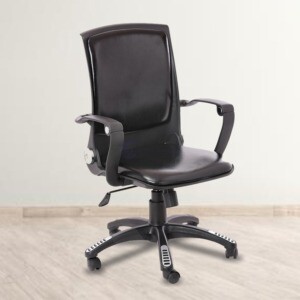 Glossy Finish Black Leatherette Folding Visitors Chair
