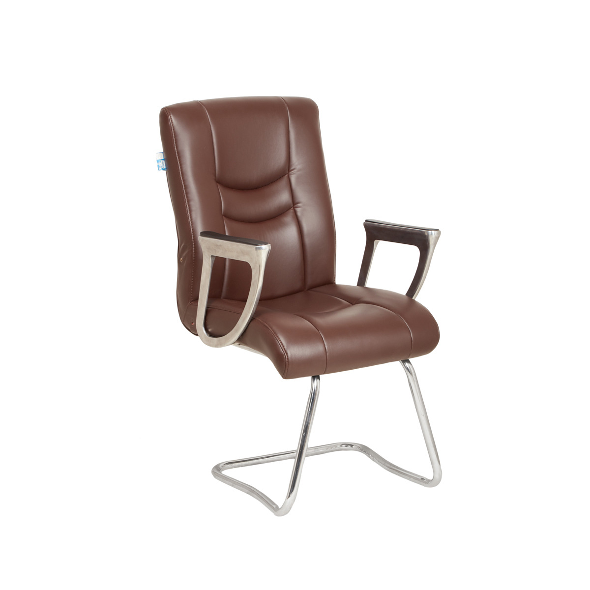 ML-1668 Fixed Base Medium Brown Leatherette Visitor Office Chair - Image 2