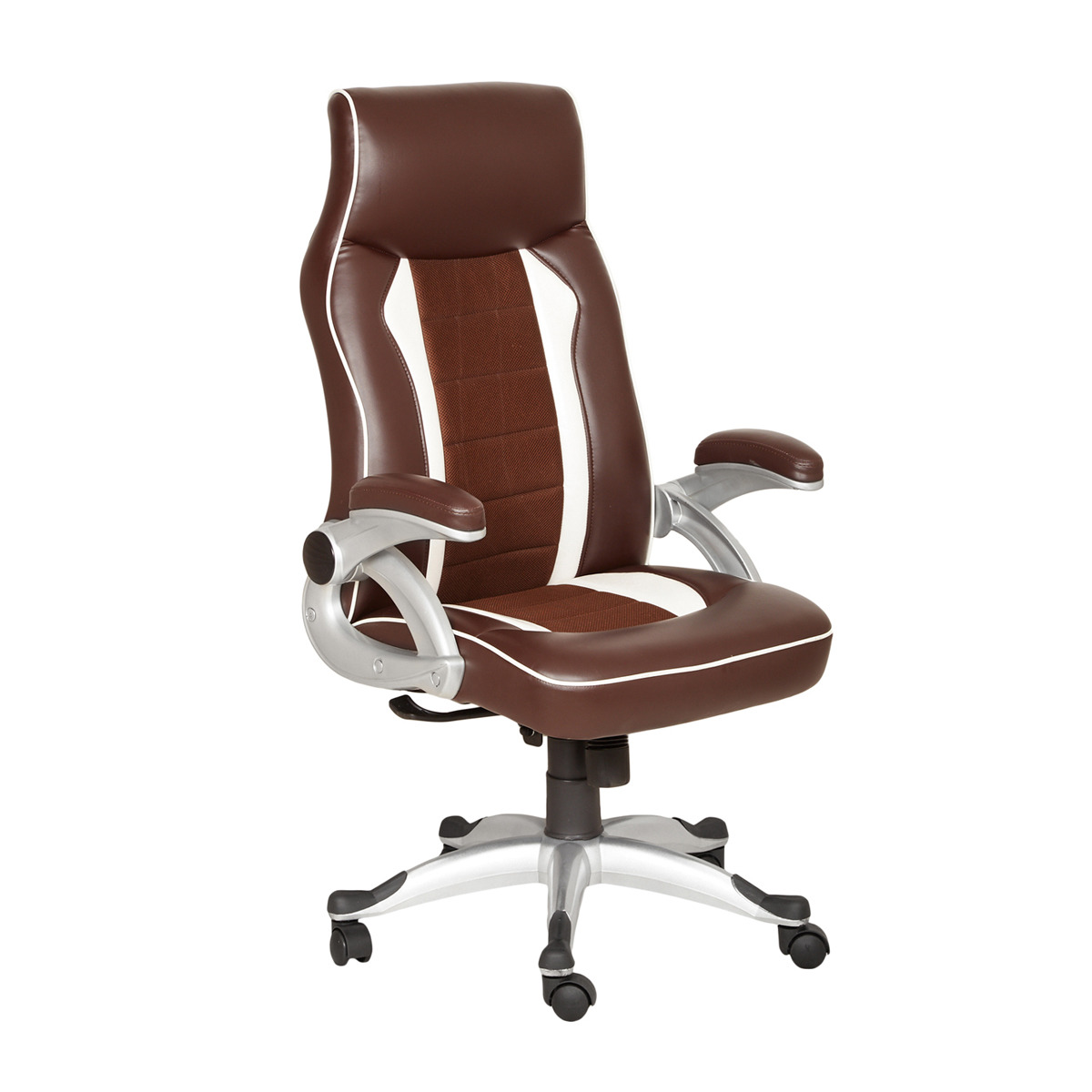 ML-1609 HB Dark Red Executive Office Chair With White Lining Edges - Image 2