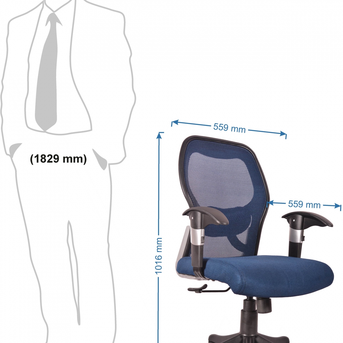 ML-573 Pavoreal Mid Back Executive Chair In Blue Color - Image 2